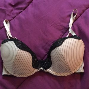 H&M’s Tan bra with Black lace & stripes